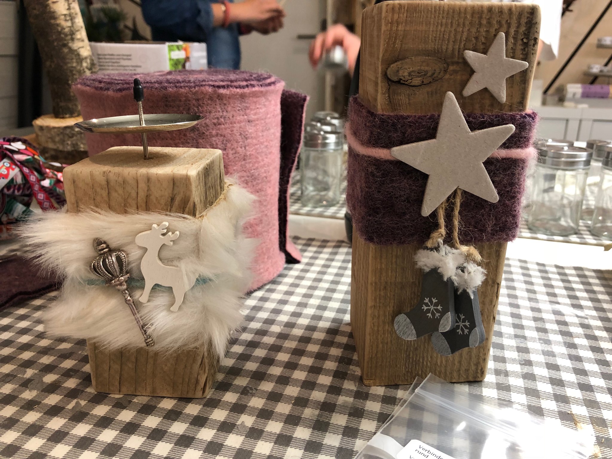 Kantholz-Kerzen Beispiel einer Kursteilnehmerin