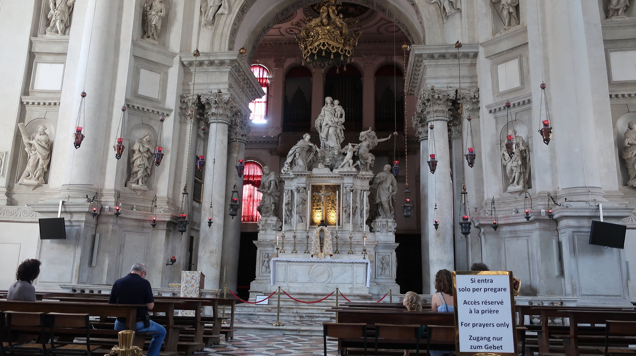 The inside of the church is solemn and majestic.