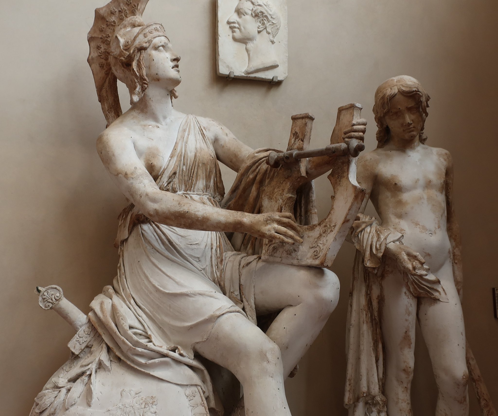 A statue of the goddess Athena, representing wisdom, justice, and the battle