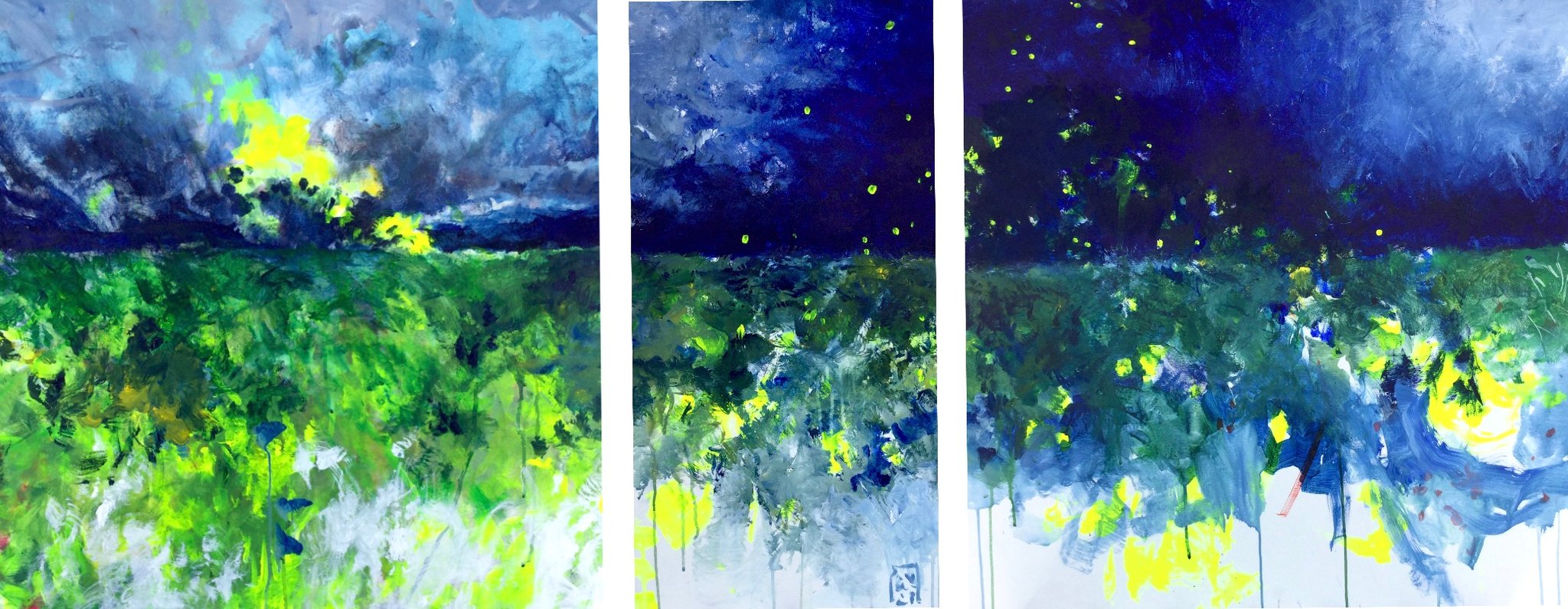 Triptyque de Jeanne-2019-80 x 80, 40 x 80, 80 x 80 cm