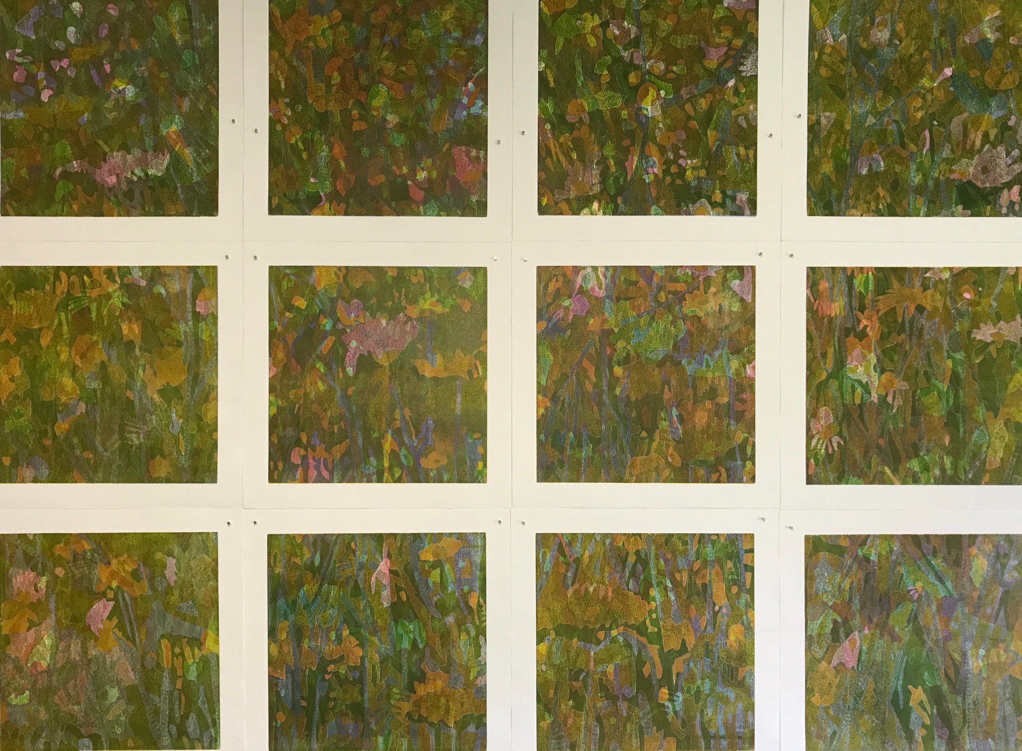 Regentag (Blumenwiese II) Holzschnitt 160 x 120 cm