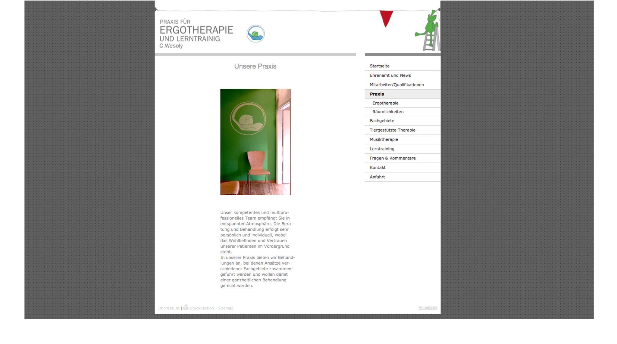 CORPORATE DESIGN | FLYER | PLAKATE | PRAXISGESTALTUNG | INTERNETSEITE - LAYOUT + UMSETZUNG  //  Praxis für Ergotherapie und Lerntraining C.Wesoly in Greifswald