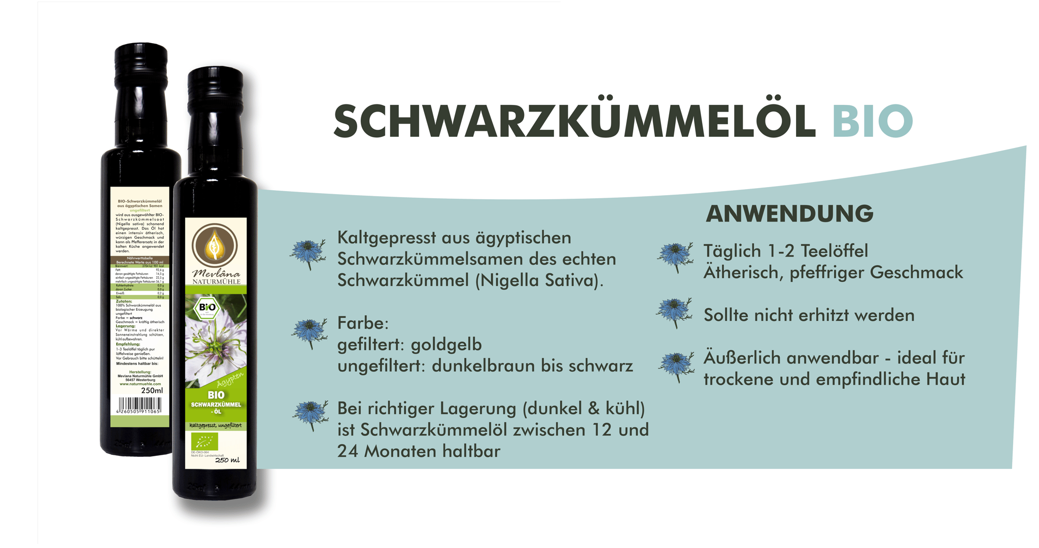 Bio Schwarzkümmelöl kaltgepresst Kurzinfo