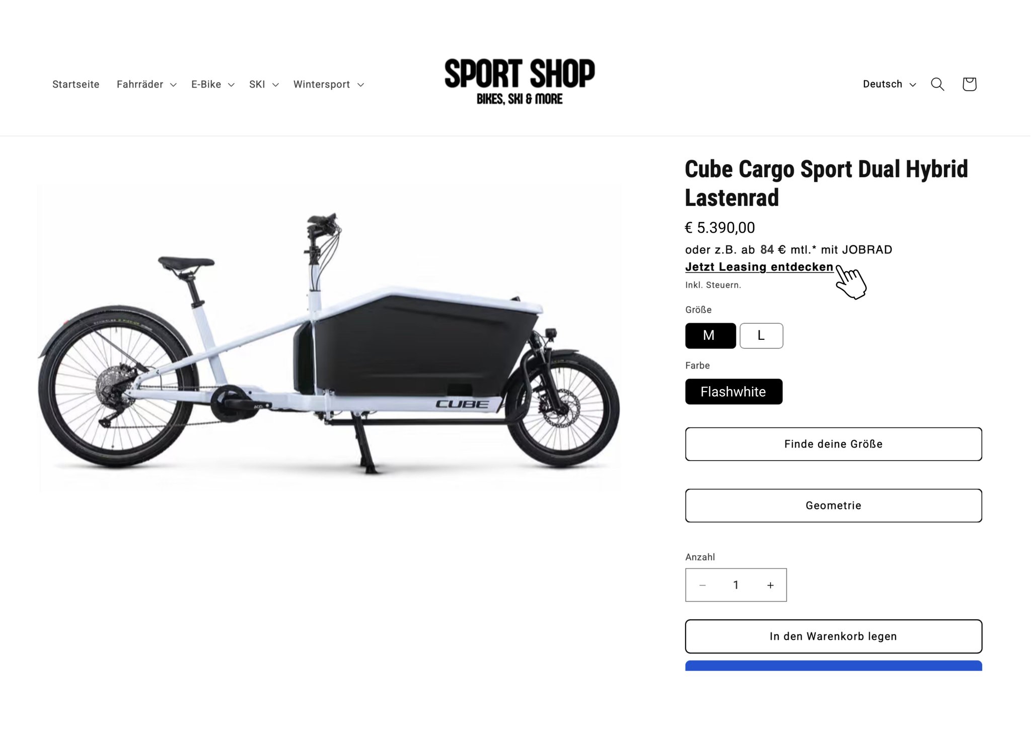 Beispiel - So kann der Leasing-Rechner im Onlineshop aussehen ©Smartfit