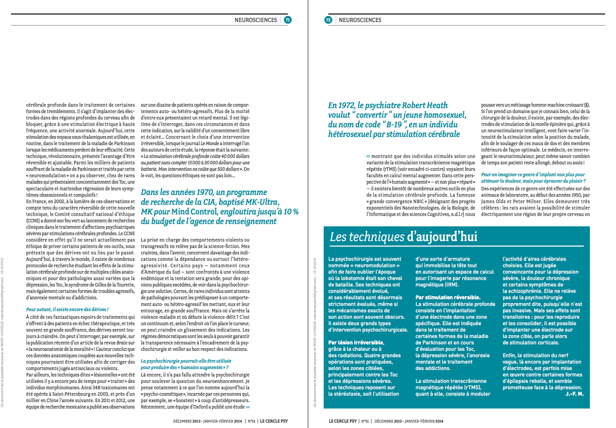 Cercle Psy - La psychochirurgie : entre promesse et repentir - 02/02/14   (4-5)