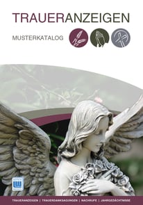 Musterkatalog "Trauer" (Farbe) für Anzeigen in der Zeitung "Snevern aktuell" oder der Zeitung "Hüt un Lüd", gesetzt bei Astrid Röben Printmedien in Neuenkirchen.