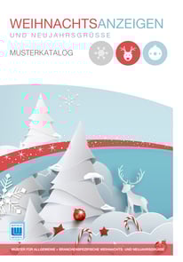 Musterkatalog "Weihnachten und Neujahr" (Farbe) für Anzeigen in der Zeitung "Snevern aktuell" oder der Zeitung "Hüt un Lüd", gesetzt bei Astrid Röben Printmedien in Neuenkirchen.