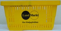 Bedruckter Einkaufskorb in gelb, Logodruck in schwarz
