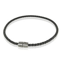 Ledercollier mit einer Schliesse in Silber aus der Männerschmuck Kollektion Matrix der Goldschmiede OBSESSION Zürich und Wetzikon.