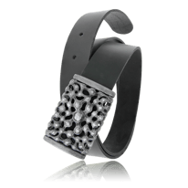 Schwarzer Ledergürtel mit Schnalle in Silber aus der Mikrokosmos Männerschmuck Kollektion der Goldschmiede OBSESSION