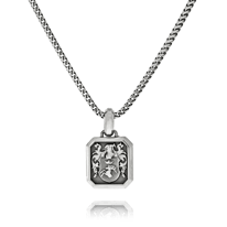 Kettenanhänger in Weissgold mit individuellem Wappen an einer Fuchschwanzkette aus der Männerschmuck Kollektion von der Goldschmiede OBSESSION Zürich und Wetzikon.