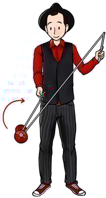 Le jongleur vedette montre comment faire