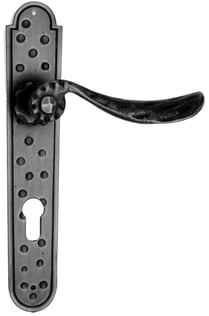 Maniglia porta ristrutturazione ferro battuto forgiato nero opaco 