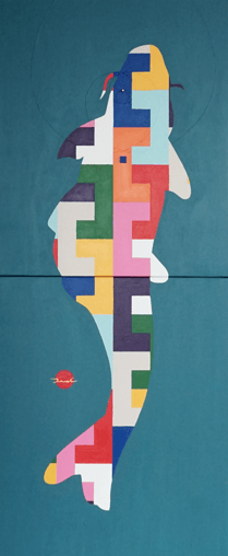 CREATIVE DNA 1   380mm*910mm(380mm*455mm each)   F8*2   2024  acrylic on canvas, wood