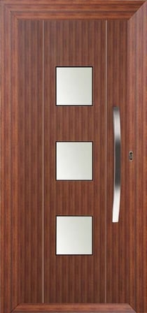 Puerta de entrada de aluminio con panel fresado Volga