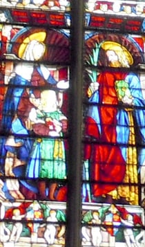 Vitrail renaissance représentant le martyr St.Nazaire, patron de la basilique de la cité de Carcassonne/Aude