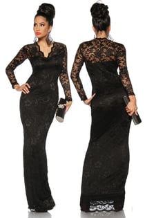 Langes Spitzenkleid schwarz