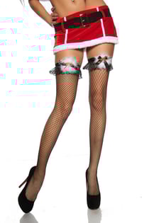 Netzstrümpfe schwarz mit Federn