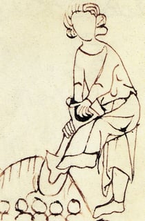 Holzspaten mit Eisenbeschlag