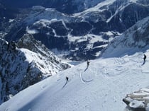 Abfahrt über den Brenva Sporn