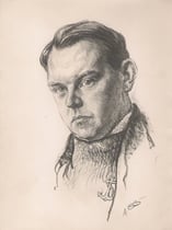 Fernand Ledoux  -Comedie Française 1933 fusain André Aaron Bilis