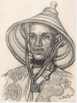 Alpha bakar Diallo Chef du canton de Ousséguélé Lalé, Guinnée Française  exposition coloniale Paris 1931 fusain André Aaron Bilis