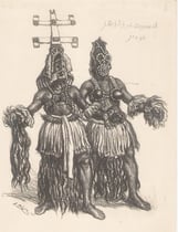 Exposition coloniale Paris 1931 fusain André Aaron Bilis