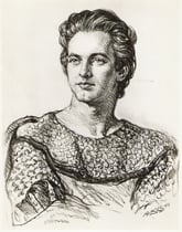 Falcon -Comedie Française  (Le Cid) 1953 fusain André Aaron Bilis