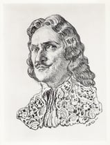 Jacques Dumesnil  -Comedie Française  (Alceste) 1958 fusain André Aaron Bilis