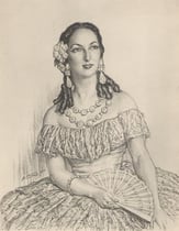 Pauline Salmona (La Traviata) 1950 fusain André Aaron Bilis