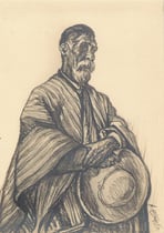 Vieux créole de Tilcara Argentine1925 fusain André Aaron Bilis