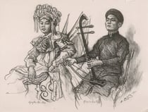 Indo-chine exposition coloniale Paris 1931 fusain André Aaron Bilis