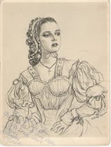 Jeanne Moreau 1950 fusain André Aaron Bilis