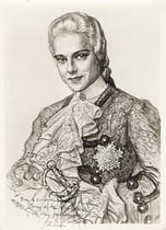 Jacques Toja -Comedie Française  (Le Barbier de Séville) 1955 fusain André Aaron Bilis