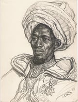 Sidy N'Diaye Chef de Passa Bakal Djioloff, Sénegal exposition coloniale Paris 1931 fusain André Aaron Bilis