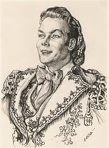 Jean Piat  -Comedie Française  (Figaro) 1955 fusain André Aaron Bilis