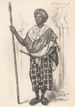 Arle Elany Chef des Somalis, Ddjibouti exposition coloniale Paris 1931 fusain André Aaron Bilis