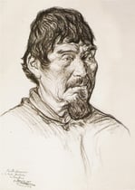 indien huiliches de Temieco Chili 1925 fusain André Aaron Bilis