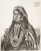 Riche indienne Araucana Chili1925 fusain André Aaron Bilis