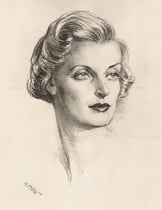 Denyse Noêl -Comedie Française 1949 fusain André Aaron Bilis