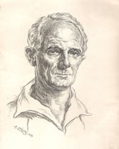 Denis d'Inès -Comedie Française 1933 fusain André Aaron Bilis