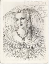 Genevieve Casile  -Comedie Française (Cyrano de Bergerac)1964 fusain André Aaron Bilis