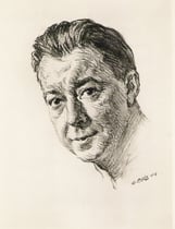 Paul Meurisse -Comedie Française 1958 fusain André Aaron Bilis