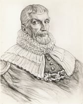 Michel Etcheverry  -Comedie Française (Marie Stuart) 1964 fusain André Aaron Bilis