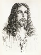 Albert Lambert -Comedie Française  (Polyeucte) 1933 fusain André Aaron Bilis