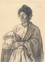 Indienne au vase de Tilcara Argentine 1925 fusain André Aaron Bilis