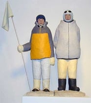 Basislager1, 2005, Gips, Baumwolle, Draht, Acrylfarbe, 71 x 57 x 36 cm