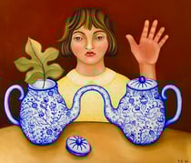 Sinnlos (gelber Tisch) 60x70cm, Öl auf Leinwand  ©Sonja Rieser 2021/22