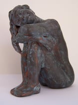 Sérénité : terre cuite patine cuivre et or, 17cmsx14      