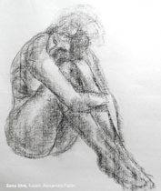 "Nu féminin 1" (ou "Tendresse"), fusain, disponible à la vente